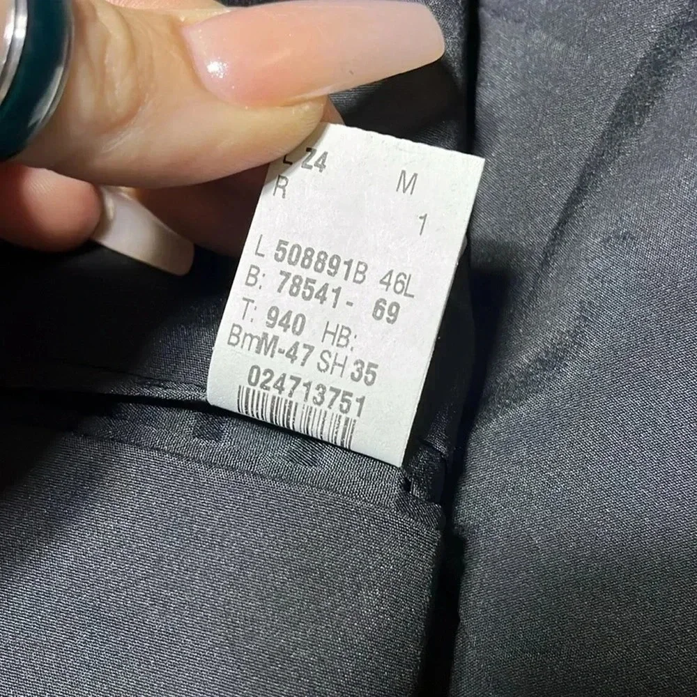 Lauren Ralph Lauren‎ Blazer 46L Grey Pinstripe 100% Wool Two Button Jacket Vtg